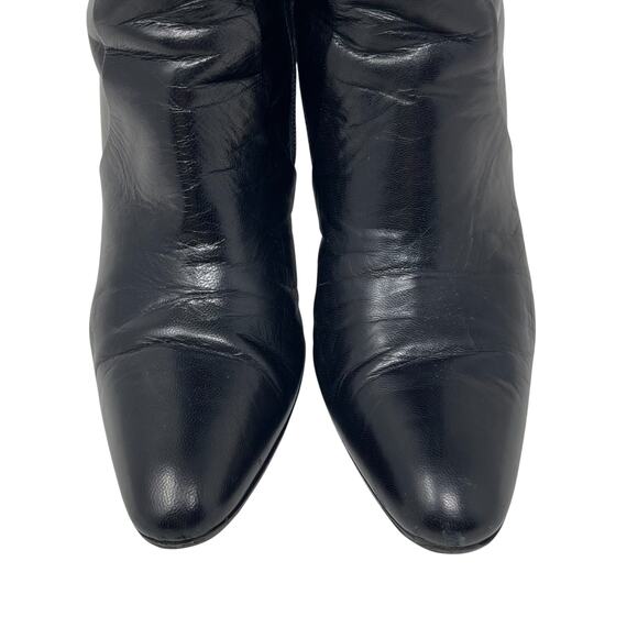 Gucci Knee-High Boots - Black Leather with Gold Buckle Hardware - Size 6.5 - Picture 6 of 12